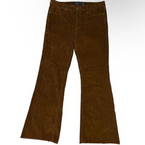 Indigo Rising Brown Corduroy Flare Pants Sz7/28 Raw Hem Retro Bohemian Hippie